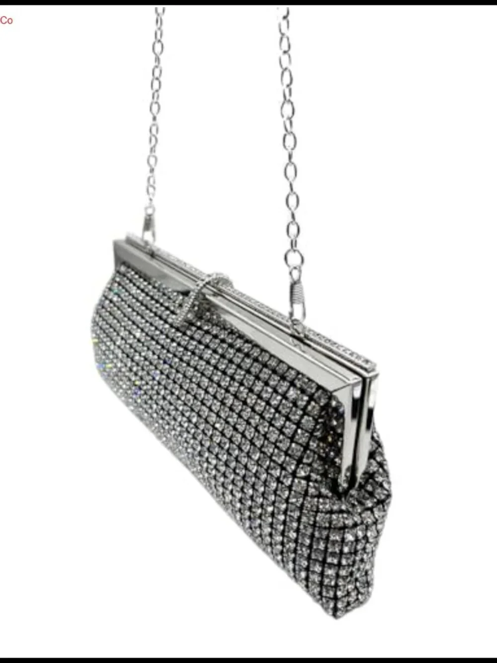 Womens Rhinestone Evening Clutch Metallic Frame Handbag Wedding Party Purse